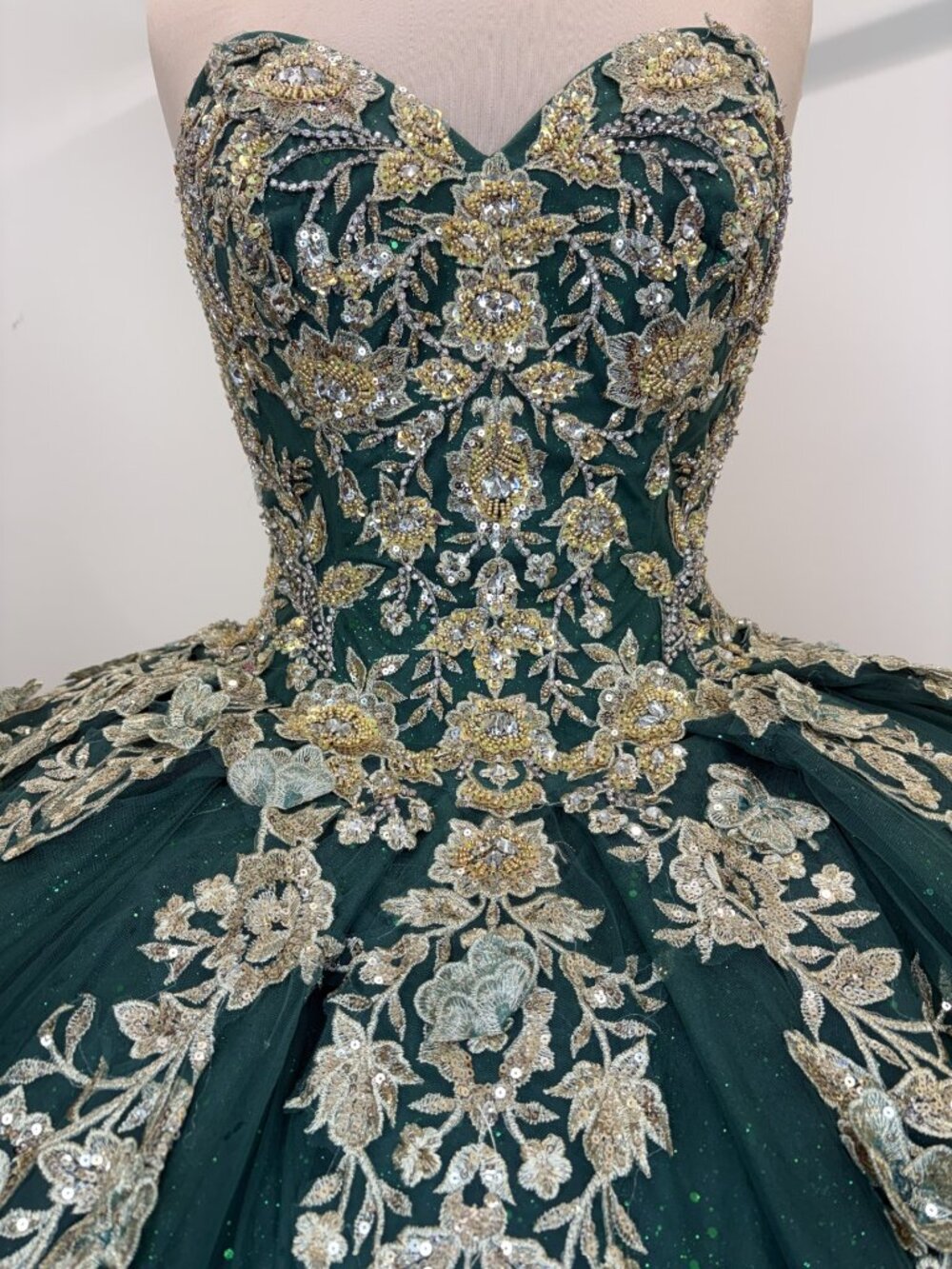 Rachel Allan RQ1111 Quinceañera Dress Emerald/Gold – Size 10